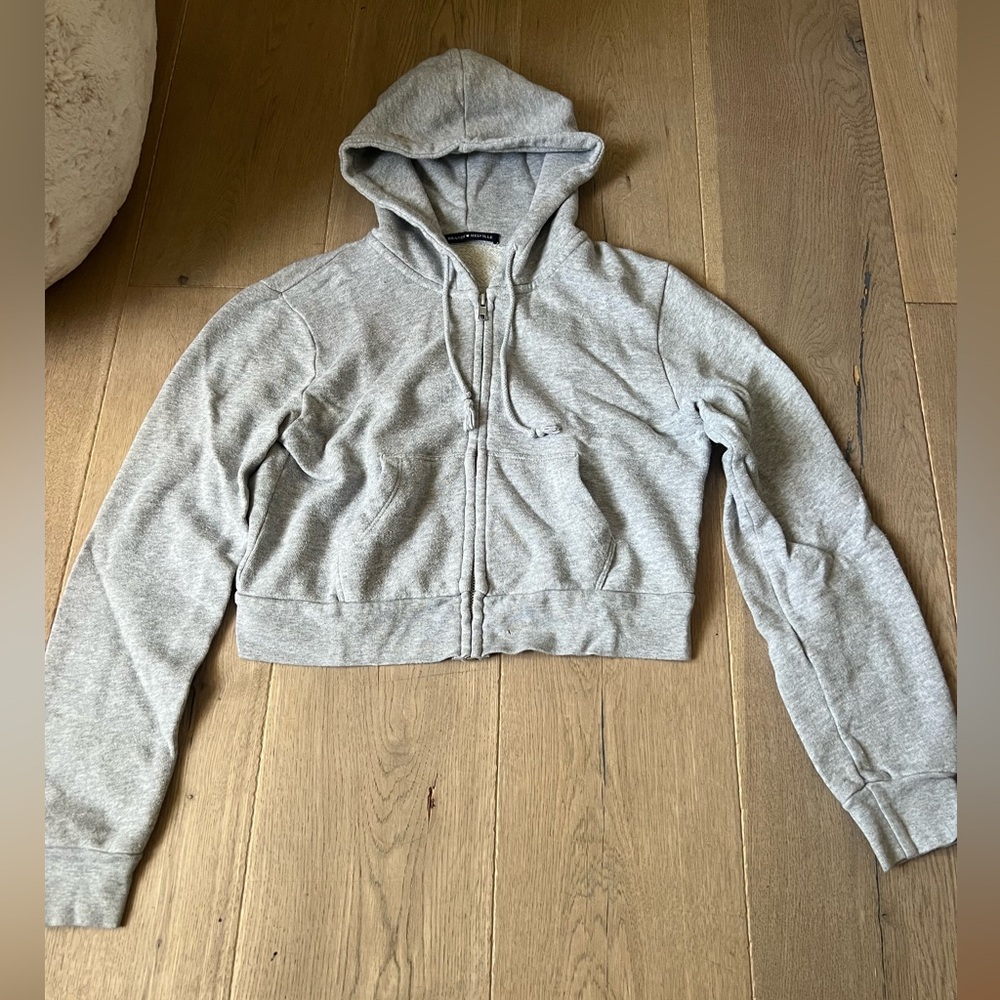 brandy melville, grey, one size, zip up hoodie